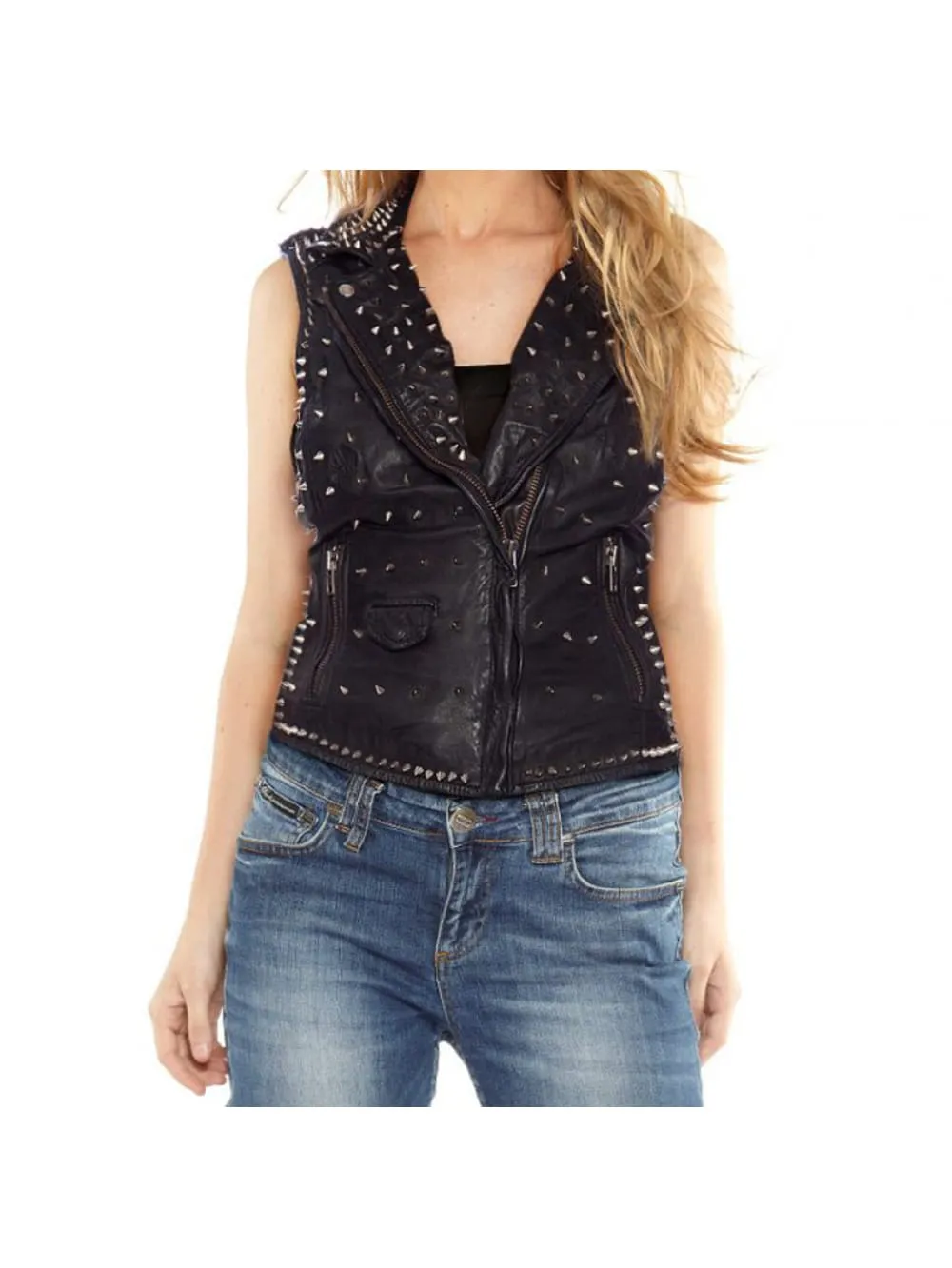 Studded Moto Leather Rider Vest