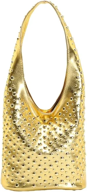 Studded Purse Shoulder Bag for Women Y2K Purse Underarm Handbag Dot Rivet Punk Tote Bag Small Shoulder Handbags Streetwear