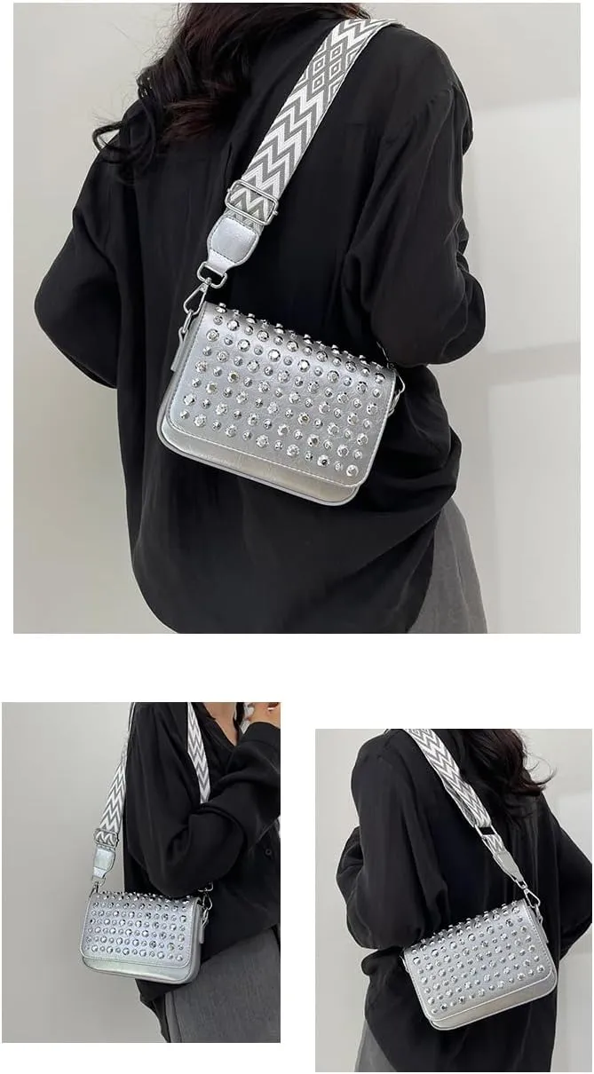 Studded Purse Studded Crossbody Purses for Women Vegan Leather Bag Studded Bag Y2k Purse Gothic Bag