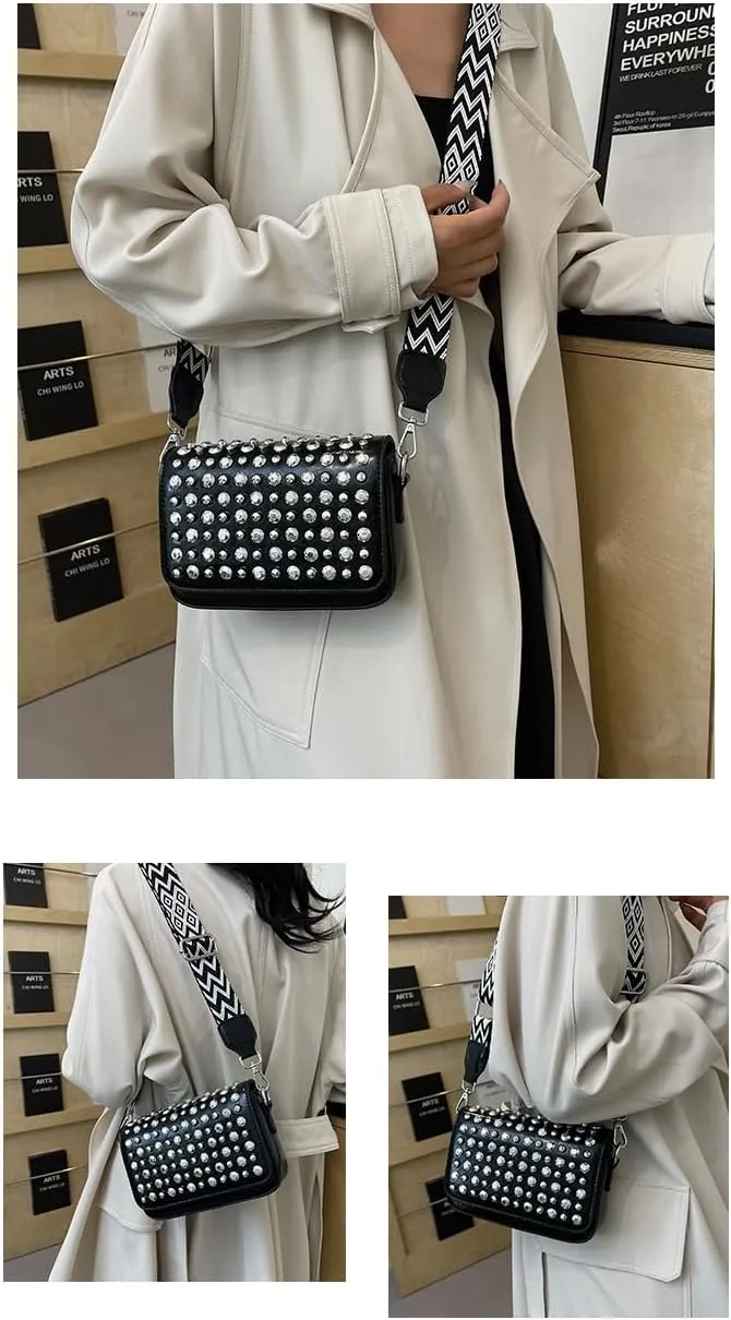 Studded Purse Studded Crossbody Purses for Women Vegan Leather Bag Studded Bag Y2k Purse Gothic Bag