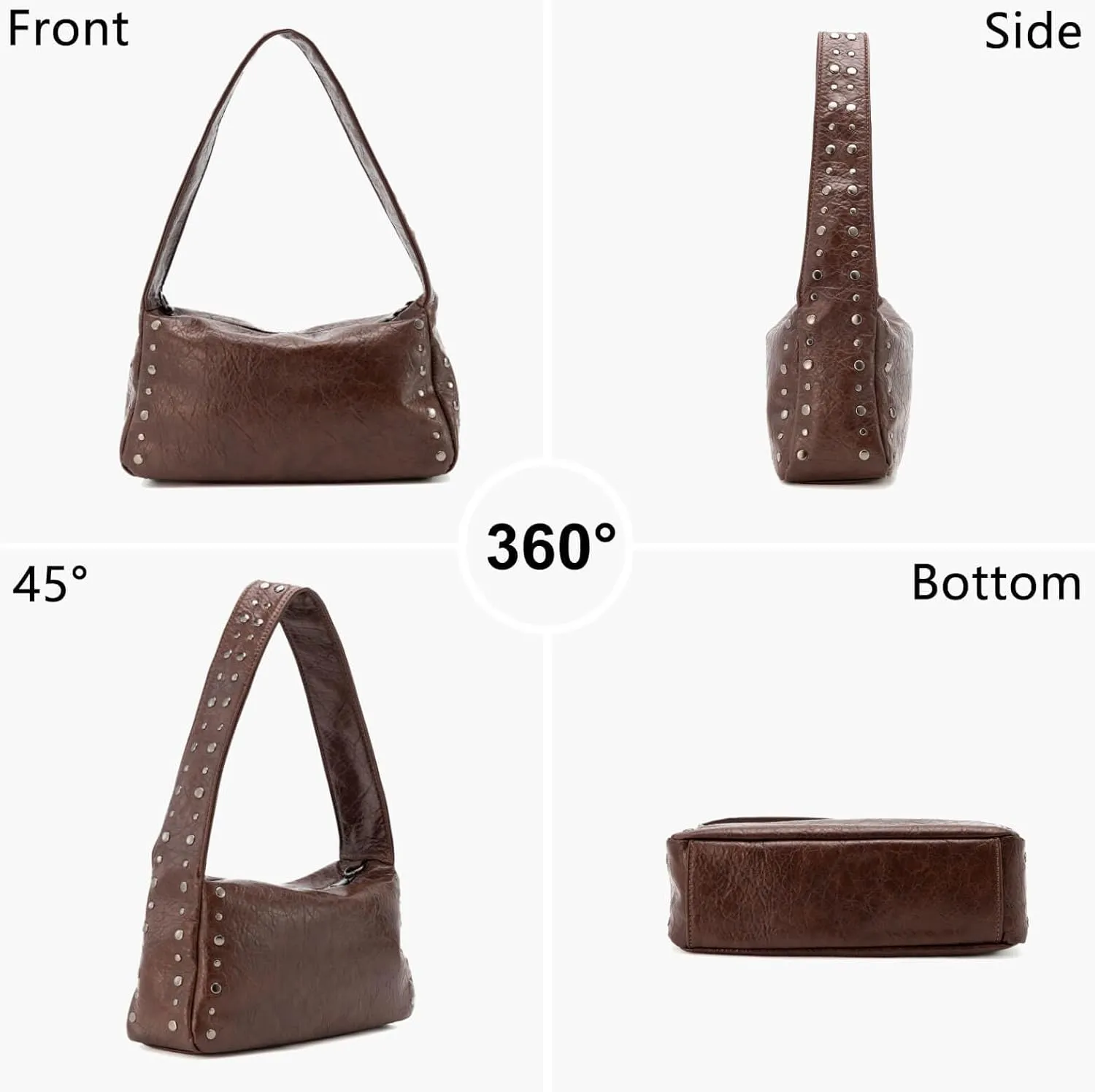Studded Purse Y2k Purses For Women Black Shoulder Crossbody Bag Cute Trendy Vegan Leather Handbag