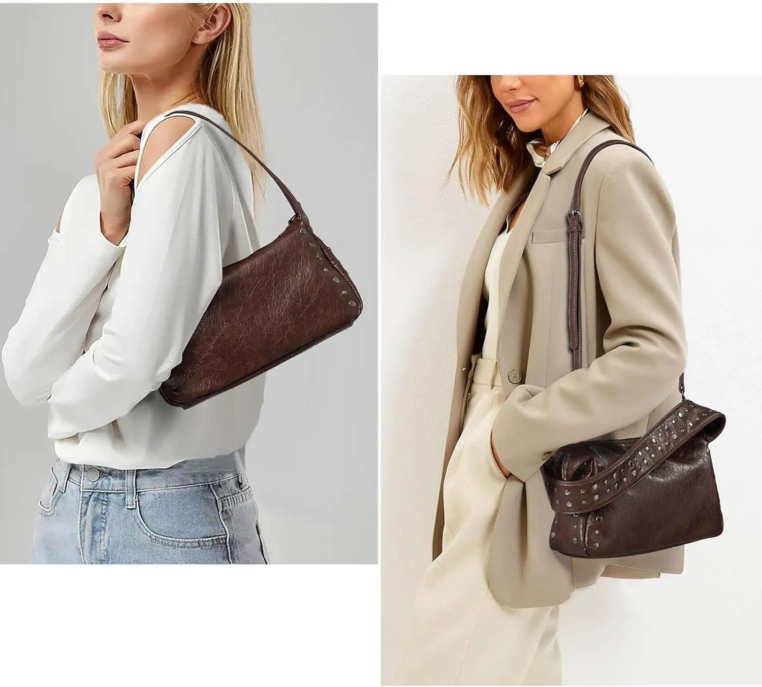 Studded Purse Y2k Purses For Women Black Shoulder Crossbody Bag Cute Trendy Vegan Leather Handbag