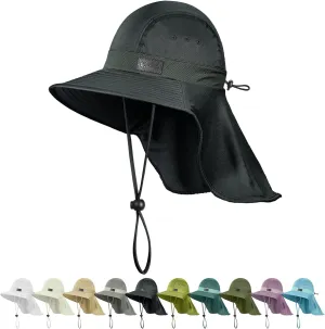 Sukeen Cooling Sun Hat for Men Women UPF50  Wide Brim Fishing Hat with Neck Flap Adjustable Foldable Bucket Hat for Hiking