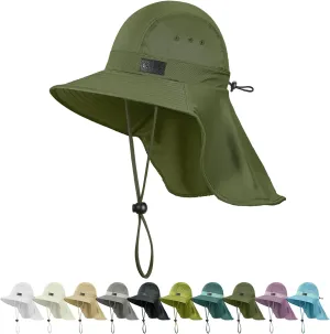 Sukeen Cooling Sun Hat for Men Women UPF50  Wide Brim Fishing Hat with Neck Flap Adjustable Foldable Bucket Hat for Hiking