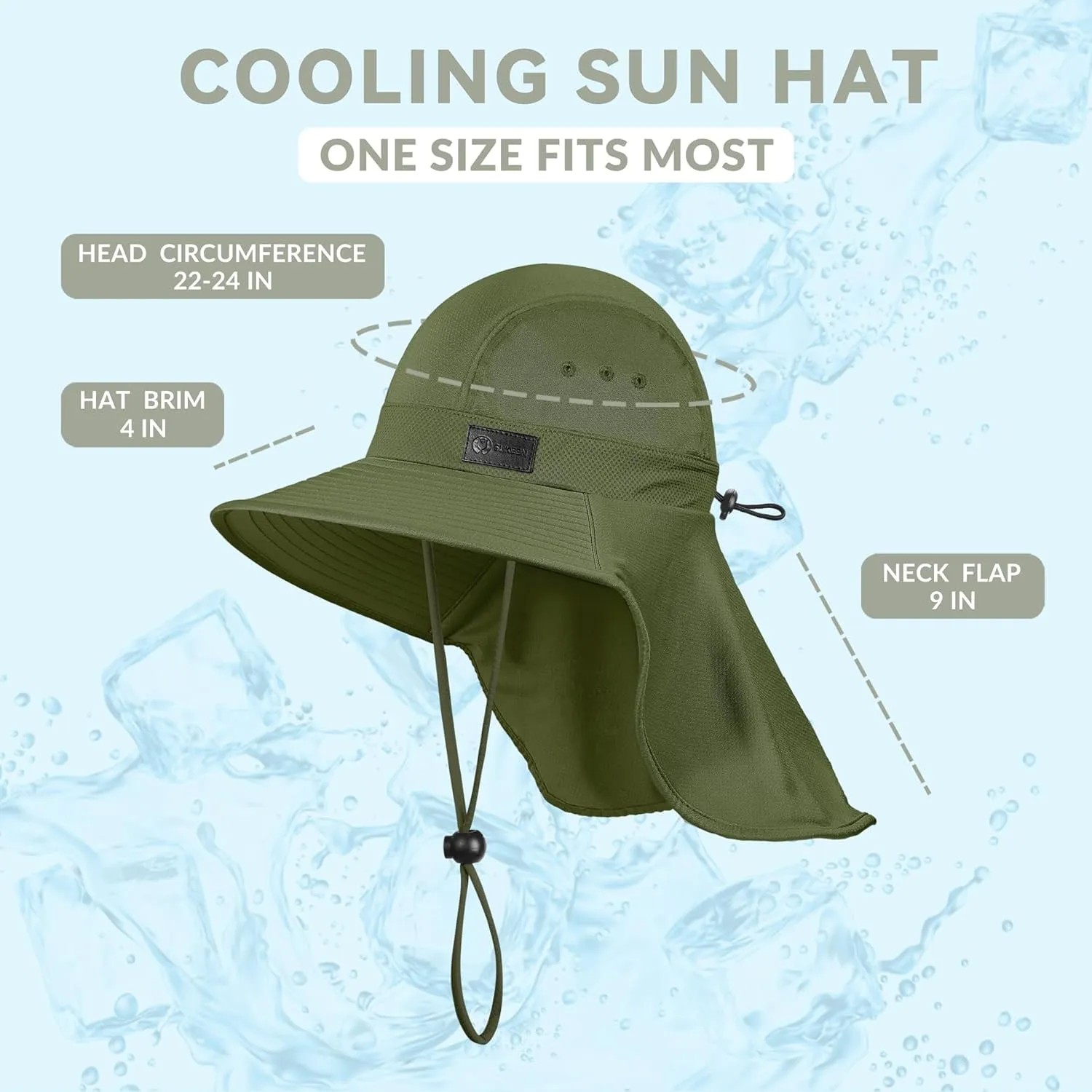 Sukeen Cooling Sun Hat for Men Women UPF50  Wide Brim Fishing Hat with Neck Flap Adjustable Foldable Bucket Hat for Hiking