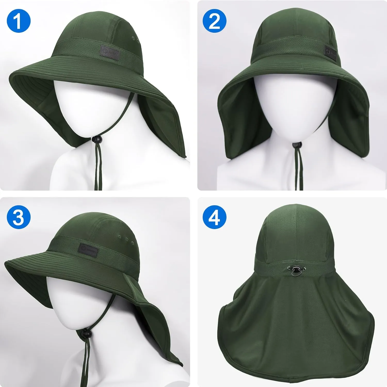 Sukeen Cooling Sun Hat for Men Women UPF50  Wide Brim Fishing Hat with Neck Flap Adjustable Foldable Bucket Hat for Hiking