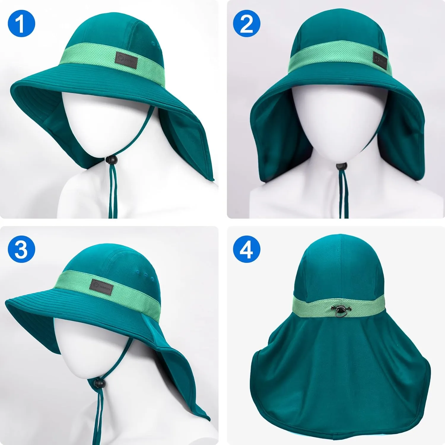 Sukeen Cooling Sun Hat for Men Women UPF50  Wide Brim Fishing Hat with Neck Flap Adjustable Foldable Bucket Hat for Hiking