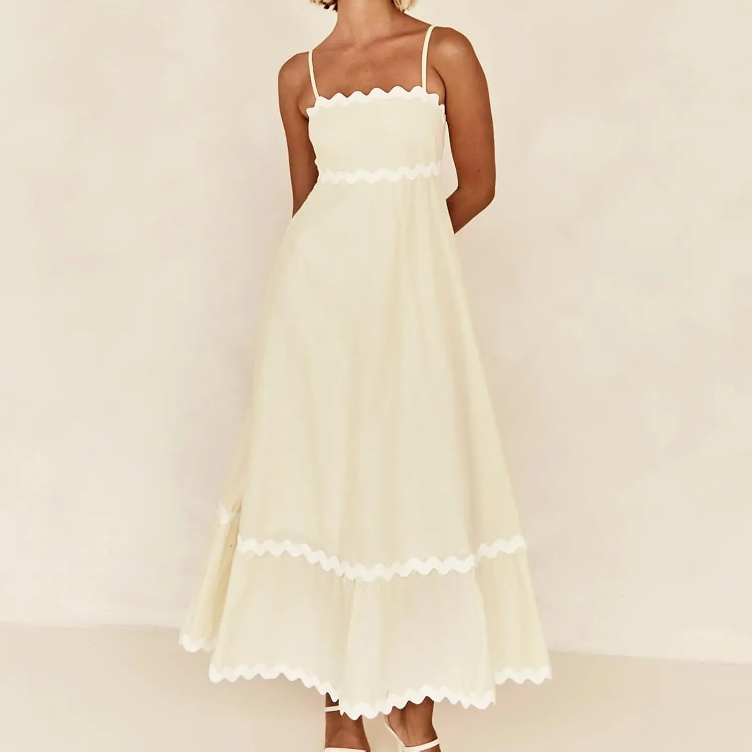Summer Dresses for Women 2024 Spaghetti Strap Tiered Flowy Sundress Vacation Party Long Beach Dress
