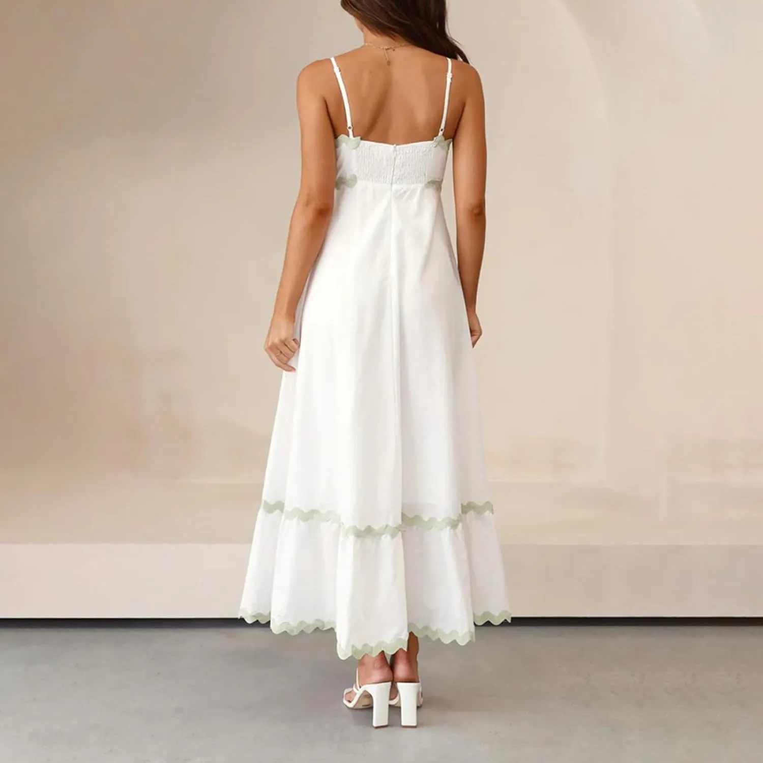 Summer Dresses for Women 2024 Spaghetti Strap Tiered Flowy Sundress Vacation Party Long Beach Dress