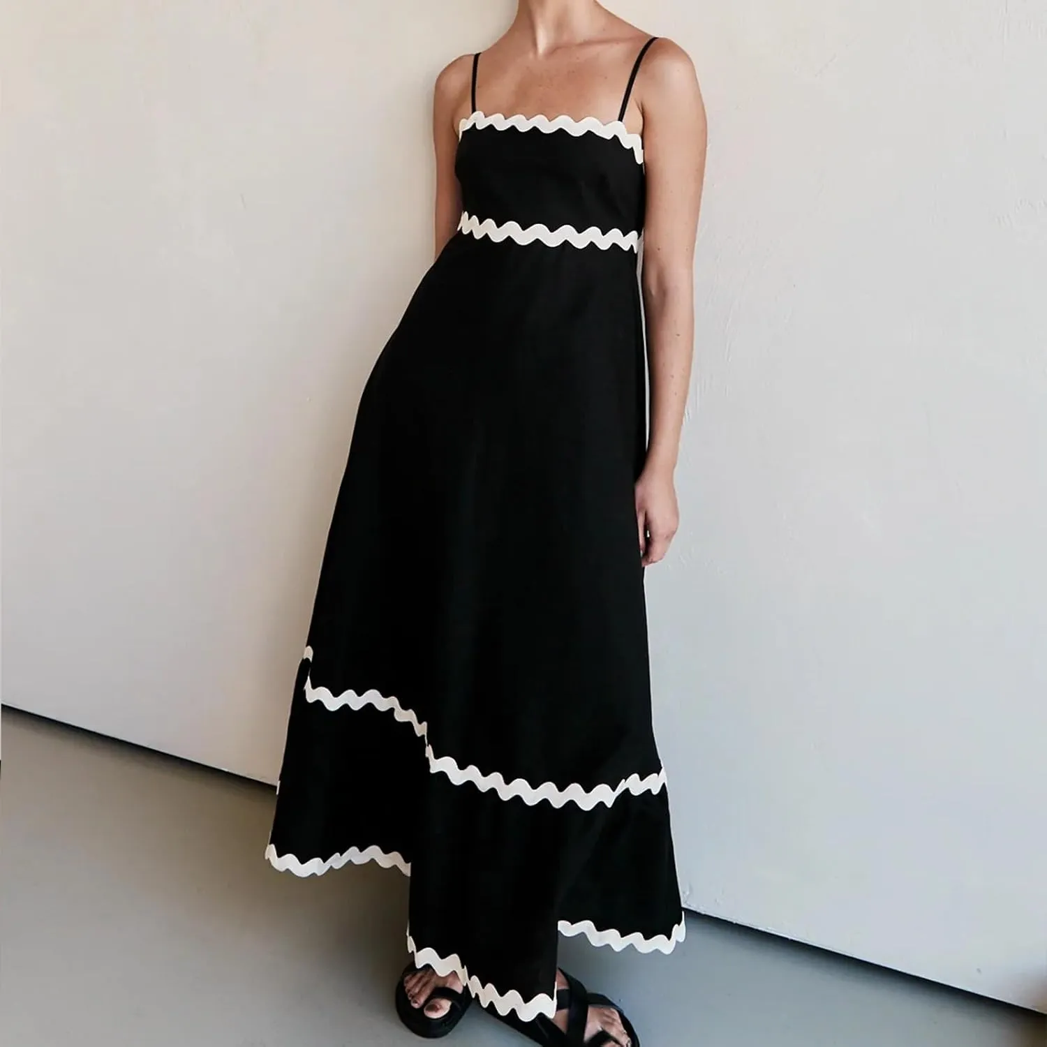 Summer Dresses for Women 2024 Spaghetti Strap Tiered Flowy Sundress Vacation Party Long Beach Dress