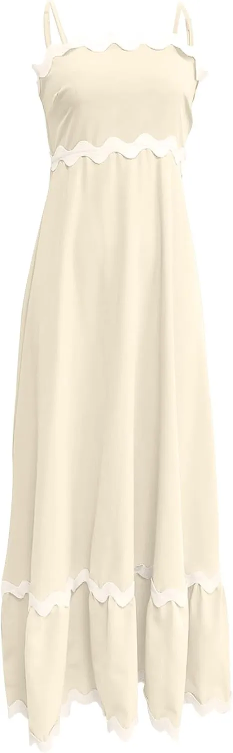 Summer Dresses for Women 2024 Spaghetti Strap Tiered Flowy Sundress Vacation Party Long Beach Dress