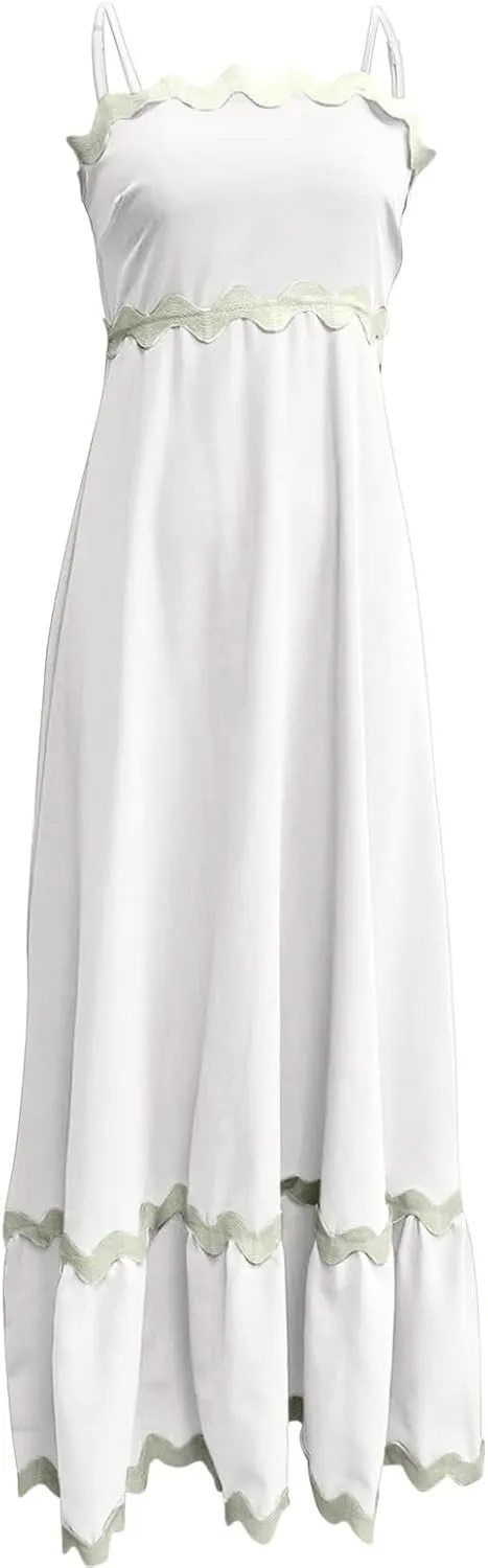 Summer Dresses for Women 2024 Spaghetti Strap Tiered Flowy Sundress Vacation Party Long Beach Dress