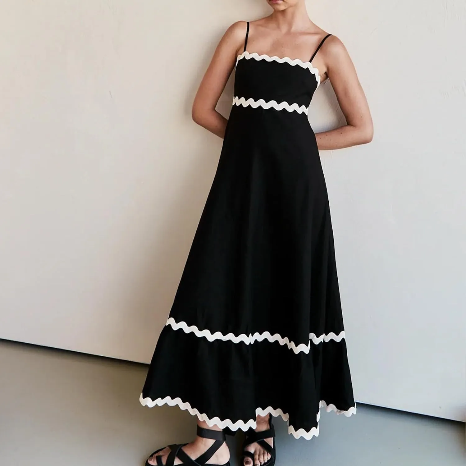 Summer Dresses for Women 2024 Spaghetti Strap Tiered Flowy Sundress Vacation Party Long Beach Dress