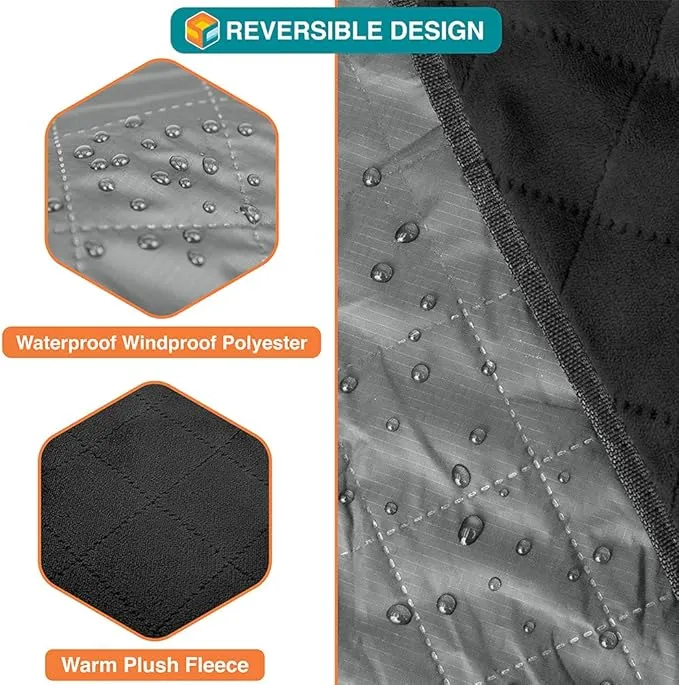 SUN CUBE Large Waterproof Camping Blanket, Fleece Quilted Stadium Blanket for Cold Weather, Windproof Foldable Outdoor Blanket Mat for Picnic, Beach, Pets, Car, 60x80in
