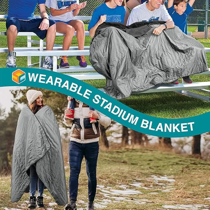 SUN CUBE Large Waterproof Camping Blanket, Fleece Quilted Stadium Blanket for Cold Weather, Windproof Foldable Outdoor Blanket Mat for Picnic, Beach, Pets, Car, 60x80in