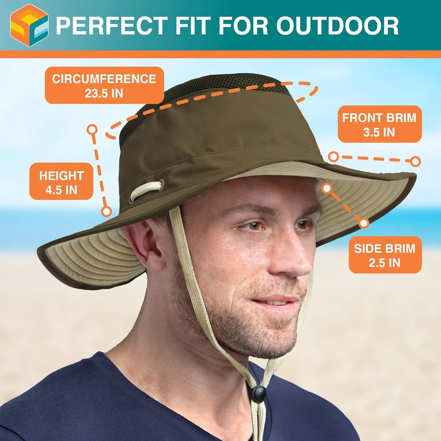 SUN CUBE Wide Brim Sun Hat for Men Women, Sun Protection UV Hat, Safari Hiking Boonie Hat
