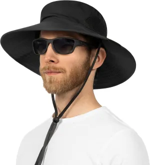 SUN CUBE Wide Brim Sun Hat Men Women, Fishing Hats Sun UV Protection, Mens Hiking Bucket Hat Safari Beach Boonie, UPF 50 