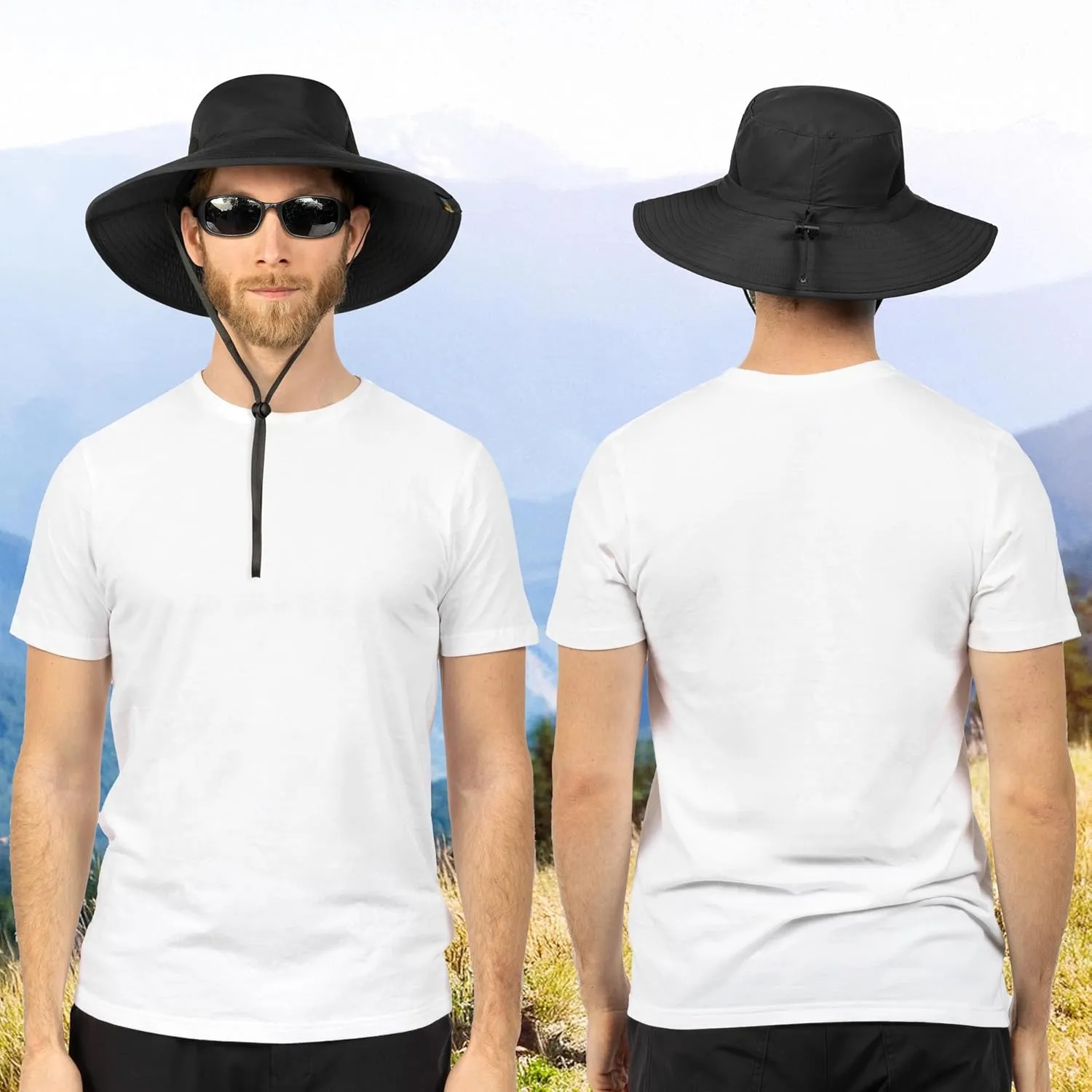 SUN CUBE Wide Brim Sun Hat Men Women, Fishing Hats Sun UV Protection, Mens Hiking Bucket Hat Safari Beach Boonie, UPF 50 
