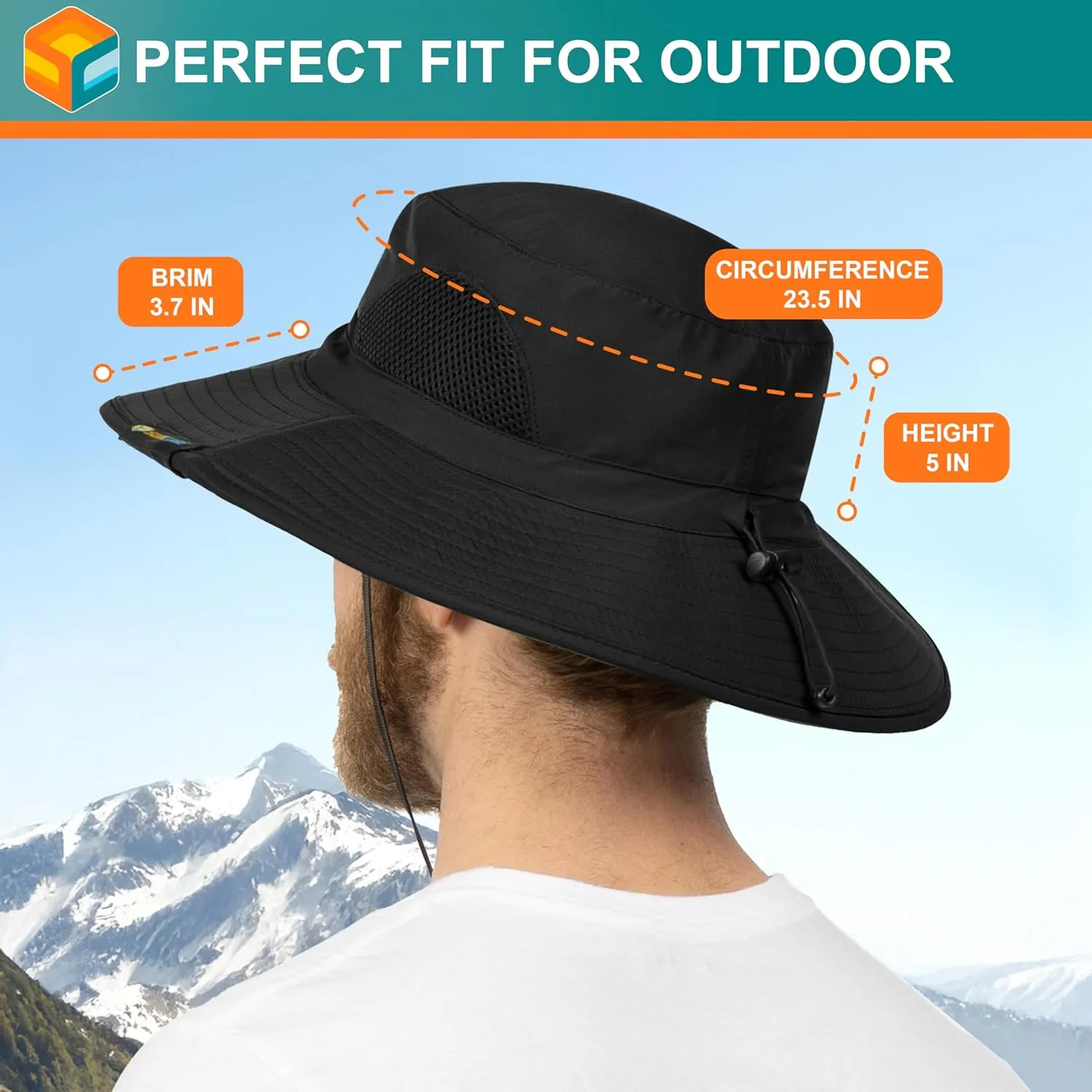SUN CUBE Wide Brim Sun Hat Men Women, Fishing Hats Sun UV Protection, Mens Hiking Bucket Hat Safari Beach Boonie, UPF 50 