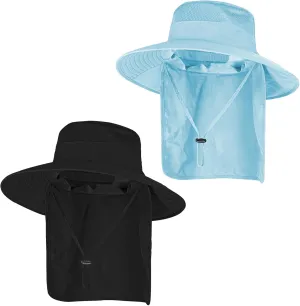 Sun Hats for Men Women Fishing Hat UPF 50  Breathable Wide Brim Bucket Hats Summer UV Protection Safari Hat with Neck Flap