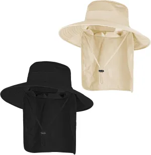 Sun Hats for Men Women Fishing Hat UPF 50  Breathable Wide Brim Bucket Hats Summer UV Protection Safari Hat with Neck Flap