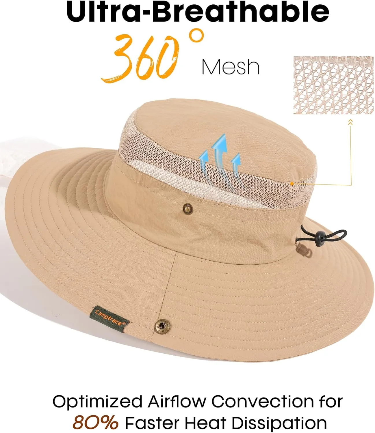 Sun Hats for Women Men Breathable Wide Brim Fishing Hat Hiking Summer UV Protection Bucket Hats UPF 80 