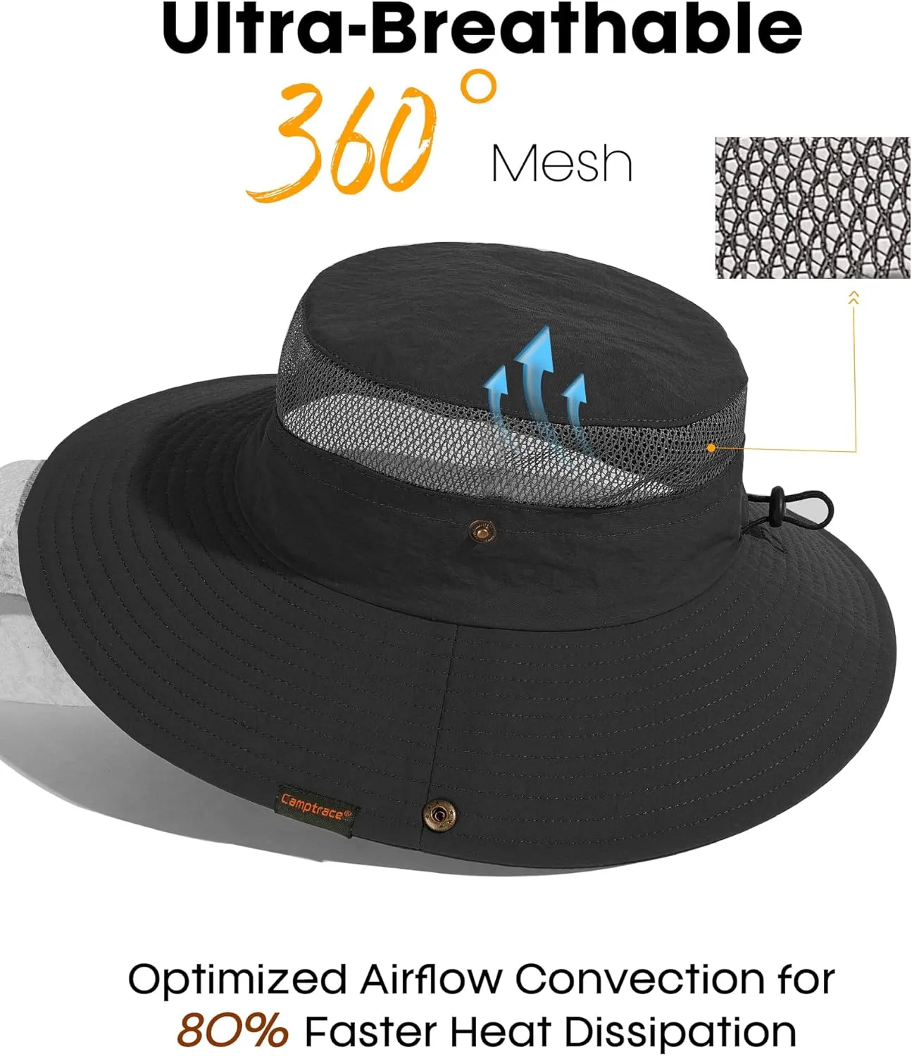 Sun Hats for Women Men Breathable Wide Brim Fishing Hat Hiking Summer UV Protection Bucket Hats UPF 80 