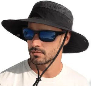 Sun Hats for Women Men Breathable Wide Brim Fishing Hat Hiking Summer UV Protection Bucket Hats UPF 80 