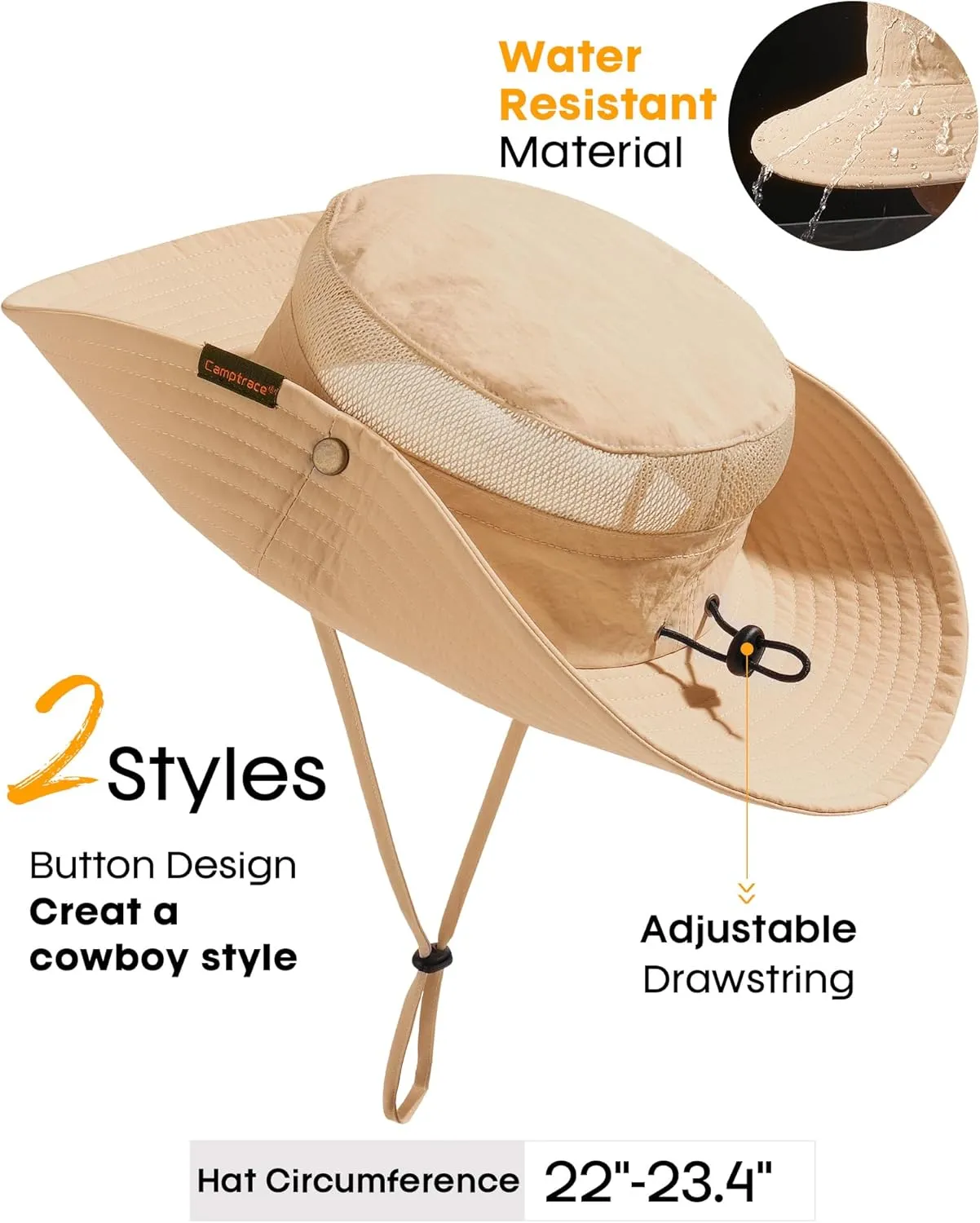 Sun Hats for Women Men Breathable Wide Brim Fishing Hat Hiking Summer UV Protection Bucket Hats UPF 80 