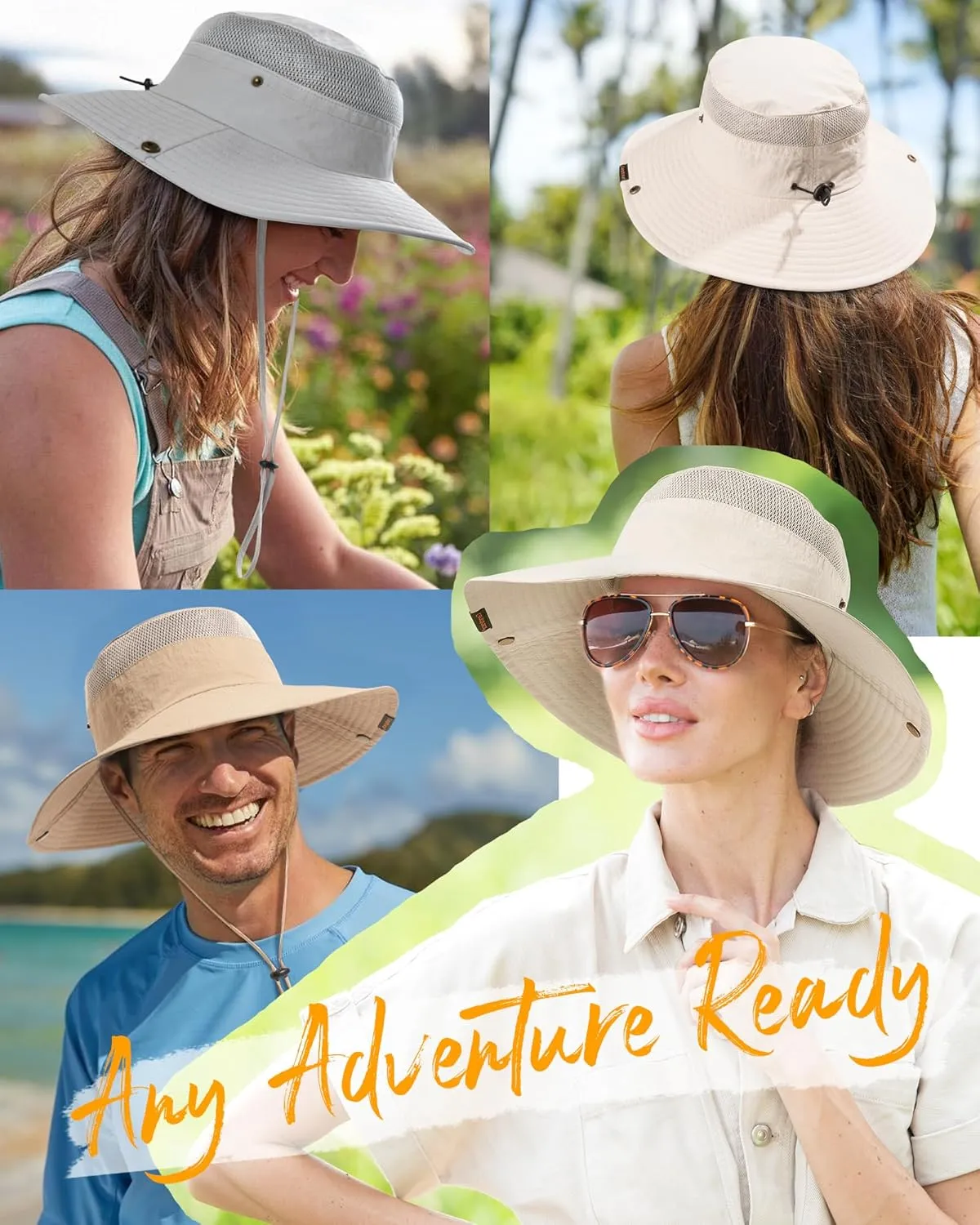 Sun Hats for Women Men Breathable Wide Brim Fishing Hat Hiking Summer UV Protection Bucket Hats UPF 80 