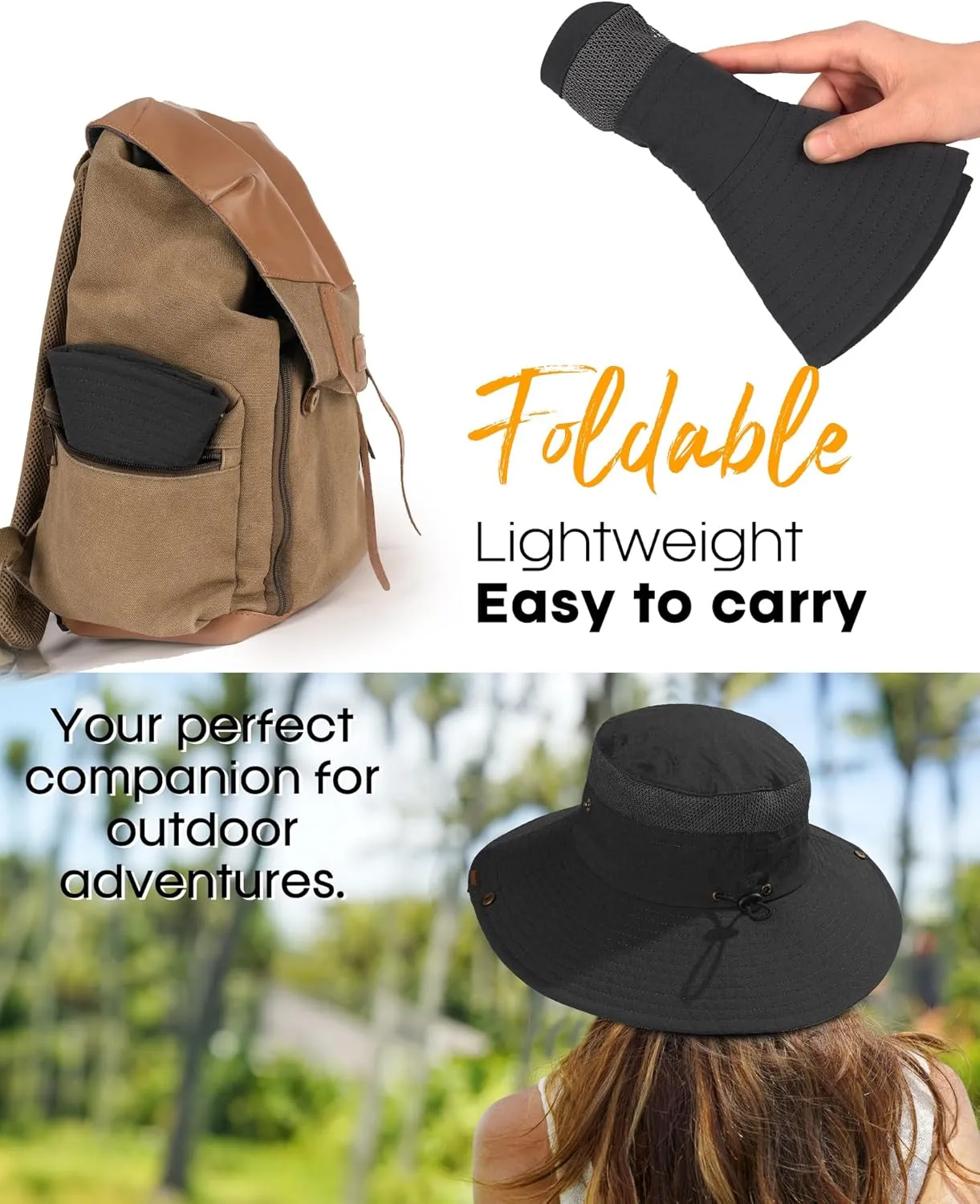 Sun Hats for Women Men Breathable Wide Brim Fishing Hat Hiking Summer UV Protection Bucket Hats UPF 80 