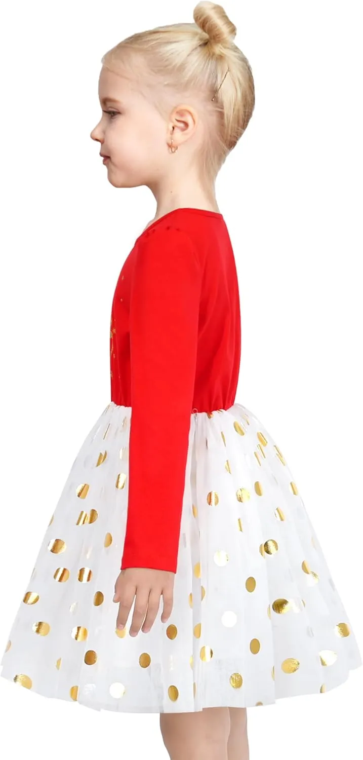 Sunny Fashion Girls Dress Beige Cream Sequin Heart Butterfly Tulle Skirt Long Sleeve