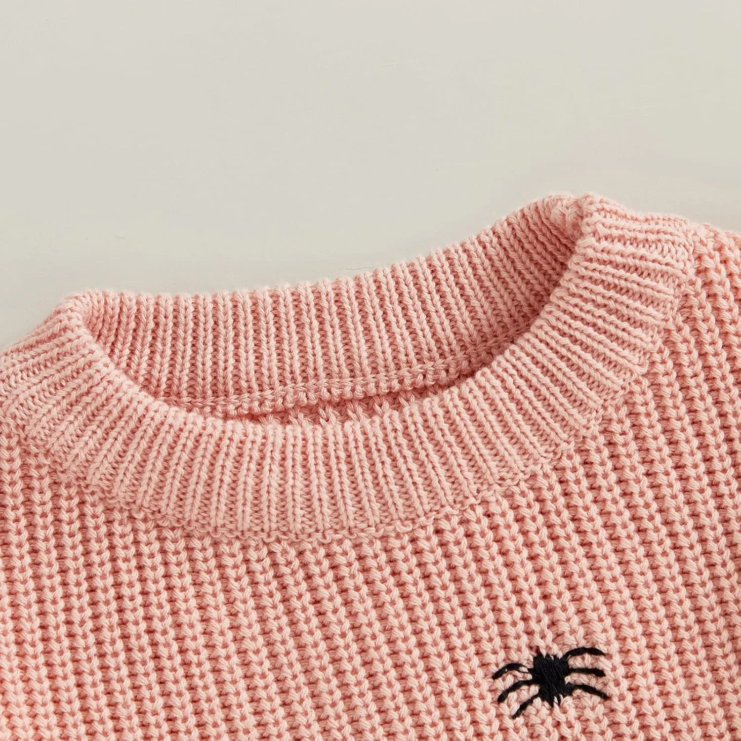 Suolongsama Toddler Baby Boy Girl Halloween Sweater Ghost Embroidery Crewneck Knit Sweatshirt Warm Fall Winter Clothes