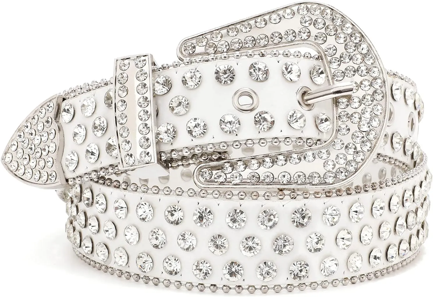 SUOSDEY Rhinestone Belt for Men Women Western Cowboy Cowgirl Bling Studded Leather Belt for Jeans Pants