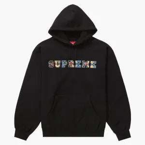 Supreme Collegiate Patchwork Leather Hooded Sweatshirt Black