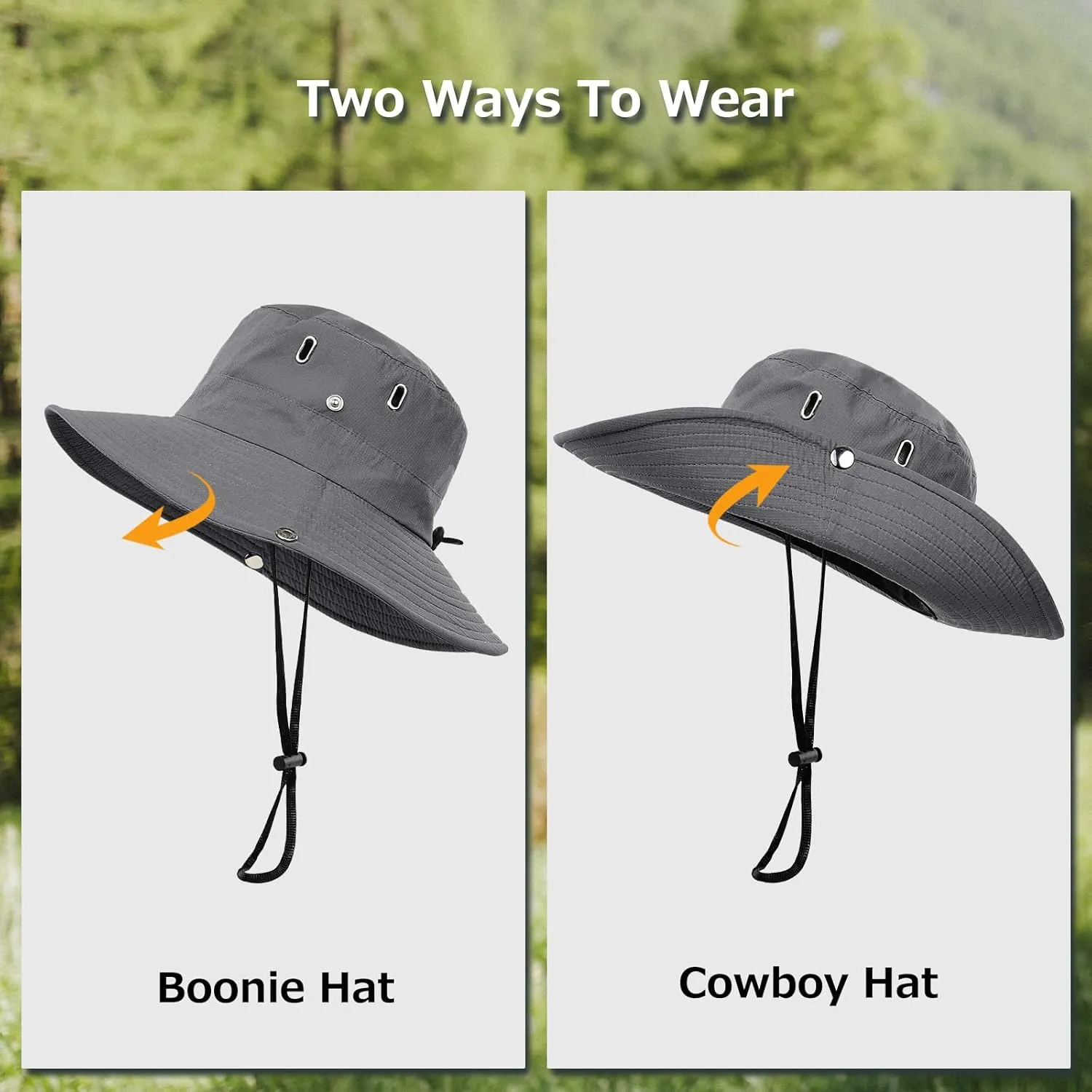 Surblue Boonie Sun Hat Wide Brim Fishing Hat with String for Hiking, Travel