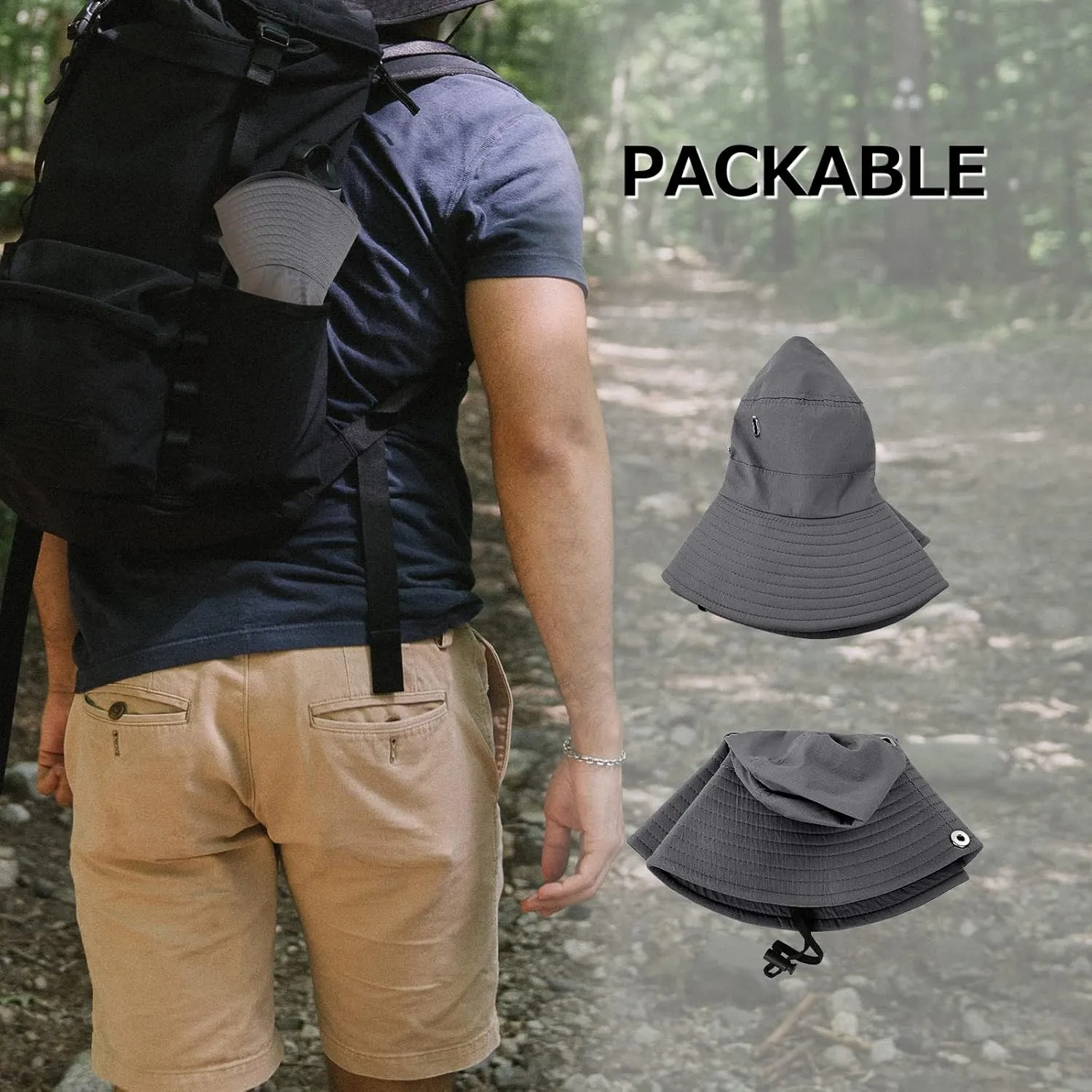 Surblue Boonie Sun Hat Wide Brim Fishing Hat with String for Hiking, Travel