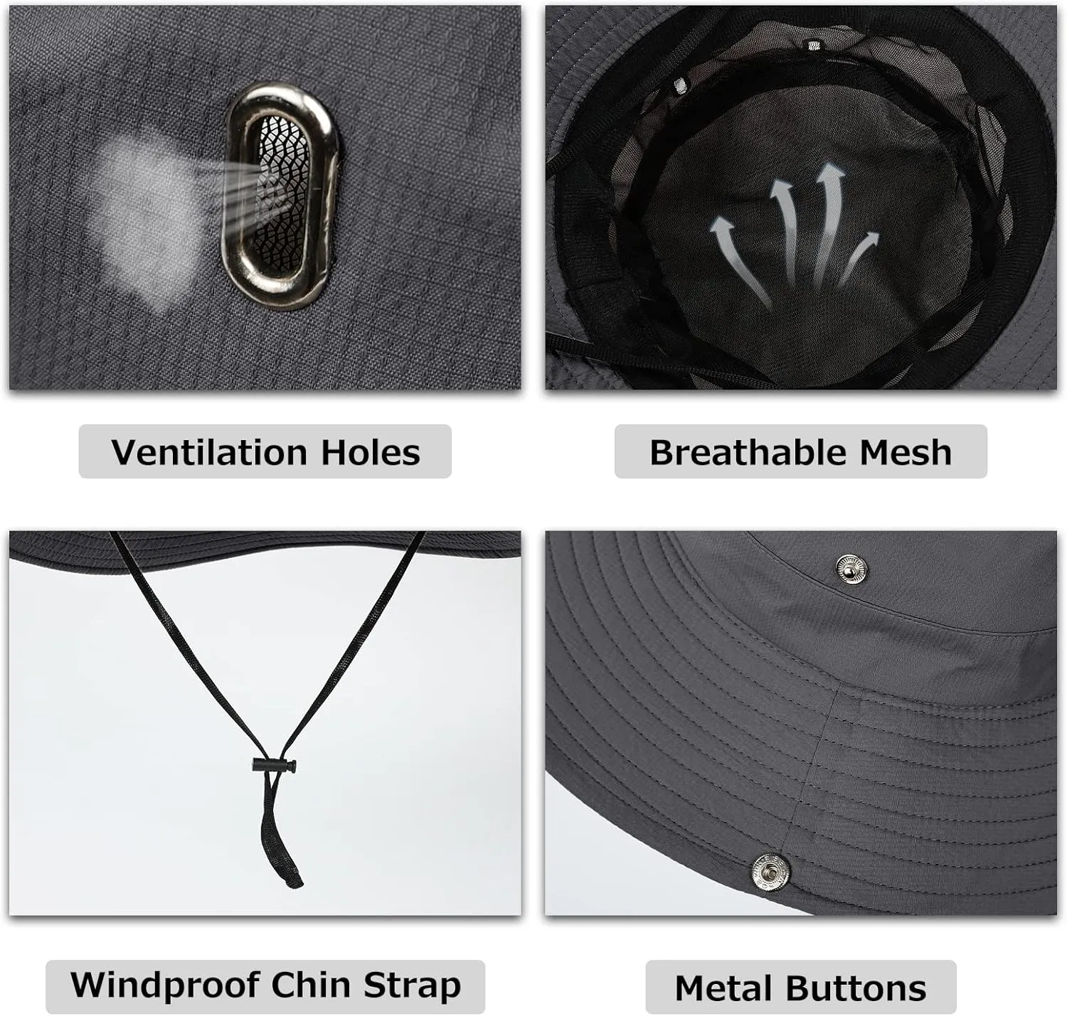Surblue Boonie Sun Hat Wide Brim Fishing Hat with String for Hiking, Travel