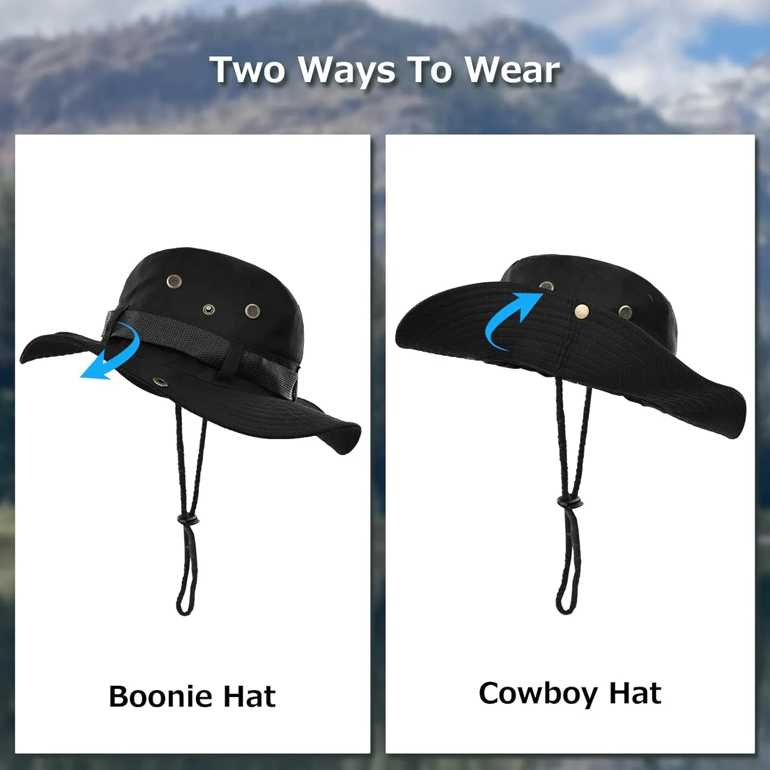 Surblue Boonie Sun Hat Windproof Fishing Hat UPF 50  UV Protection for Hiking, Travel
