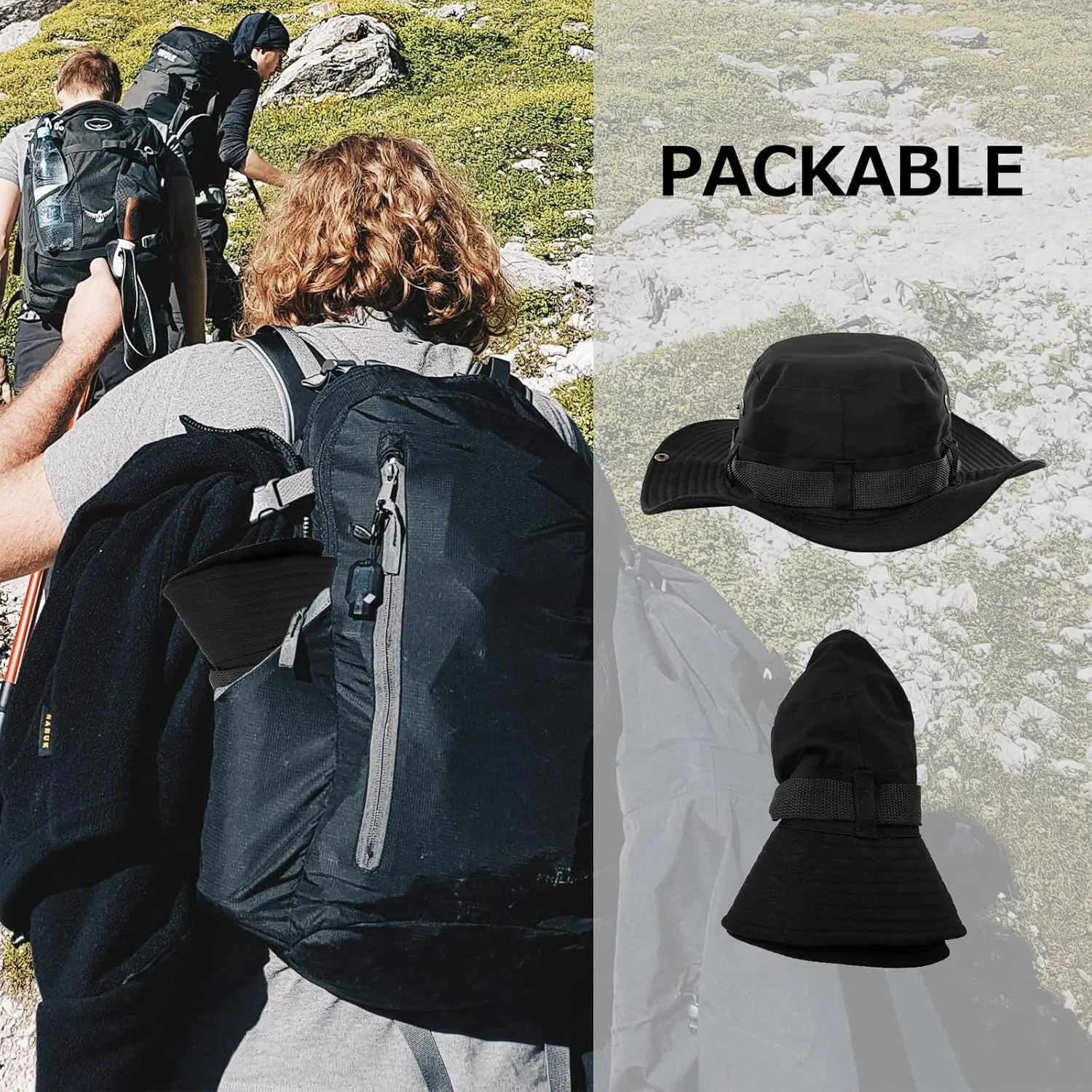 Surblue Boonie Sun Hat Windproof Fishing Hat UPF 50  UV Protection for Hiking, Travel