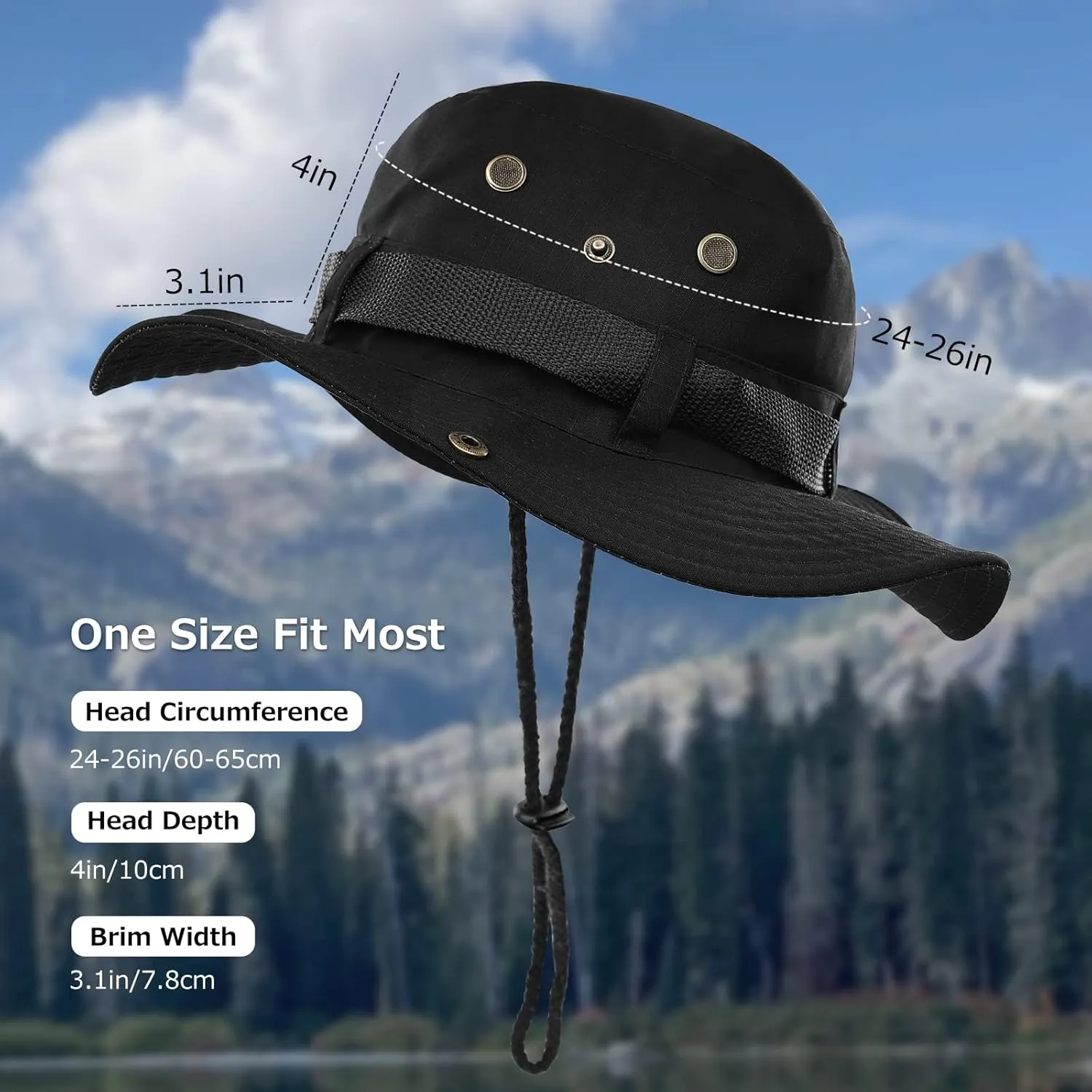 Surblue Boonie Sun Hat Windproof Fishing Hat UPF 50  UV Protection for Hiking, Travel