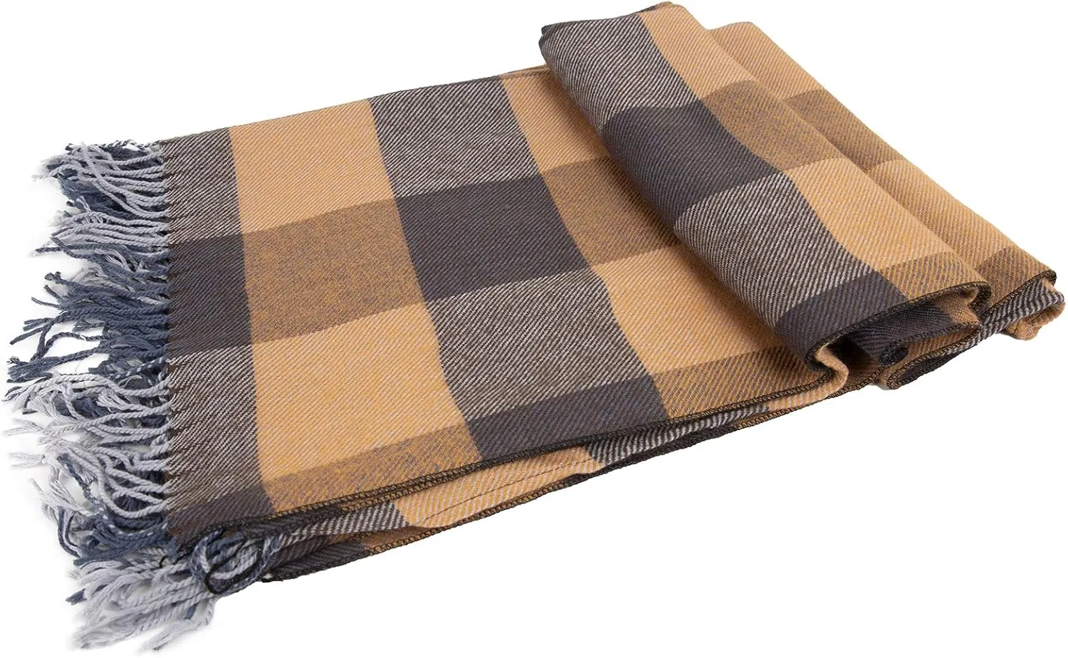 Surblue Elegant Shawl Scarf Classic Plaid Open Front Oversized Soft for Women