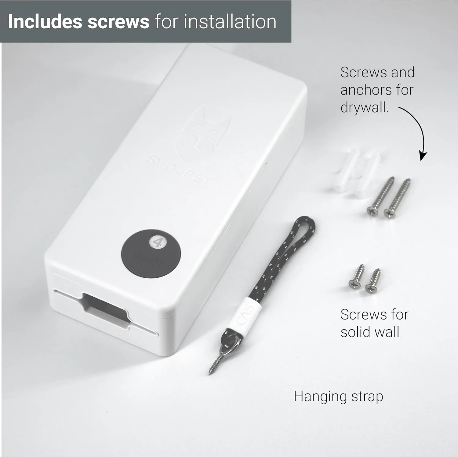 SVD.PET Dog Poop Bag Dispenser with 60 Bags, Wall Mount Waste Bag dispenser, Holds 4 Rolls of Waste Bags, Indoor/Outdoor Wall mount or Place on Table(White, Dispenser   Bags)