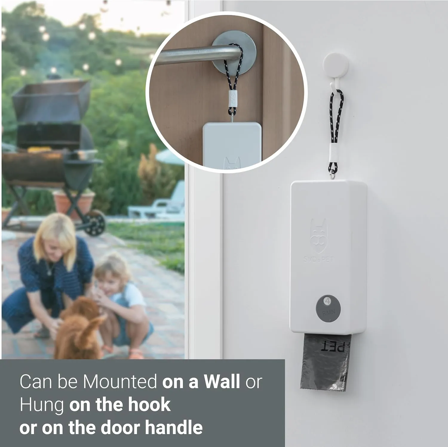 SVD.PET Dog Poop Bag Dispenser with 60 Bags, Wall Mount Waste Bag dispenser, Holds 4 Rolls of Waste Bags, Indoor/Outdoor Wall mount or Place on Table(White, Dispenser   Bags)