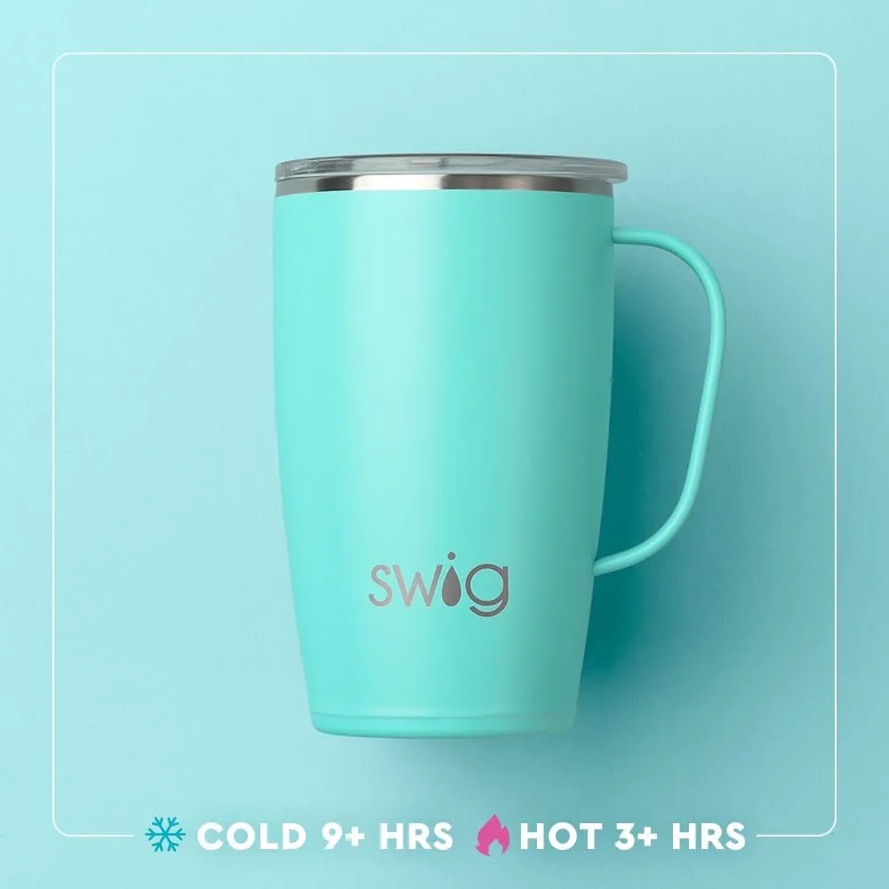 Swig Life 18oz Travel Mug, Insulated Tumbler with Handle and Lid, Cup Holder Friendly, Dishwasher Safe, Stainless Steel, Travel Coffee Cup (Bourbon Barrel)