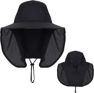syeigh Sun Hat Summer Sun Hat for Women Men Breathale Mesh Bucket Hat with Neck Flap Outdoor Long Wide Brim Hiking Fishing