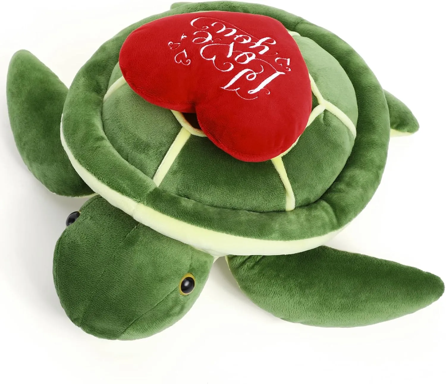 Syhood 12 Inch Valentine‘s Day Love You Plush Stuffed Sea Turtle with Red Heart Cute Animals for Girlfriend Green Stuffed Sea Turtle Plush Toys for Valentines, Anniversary, Romantic Date