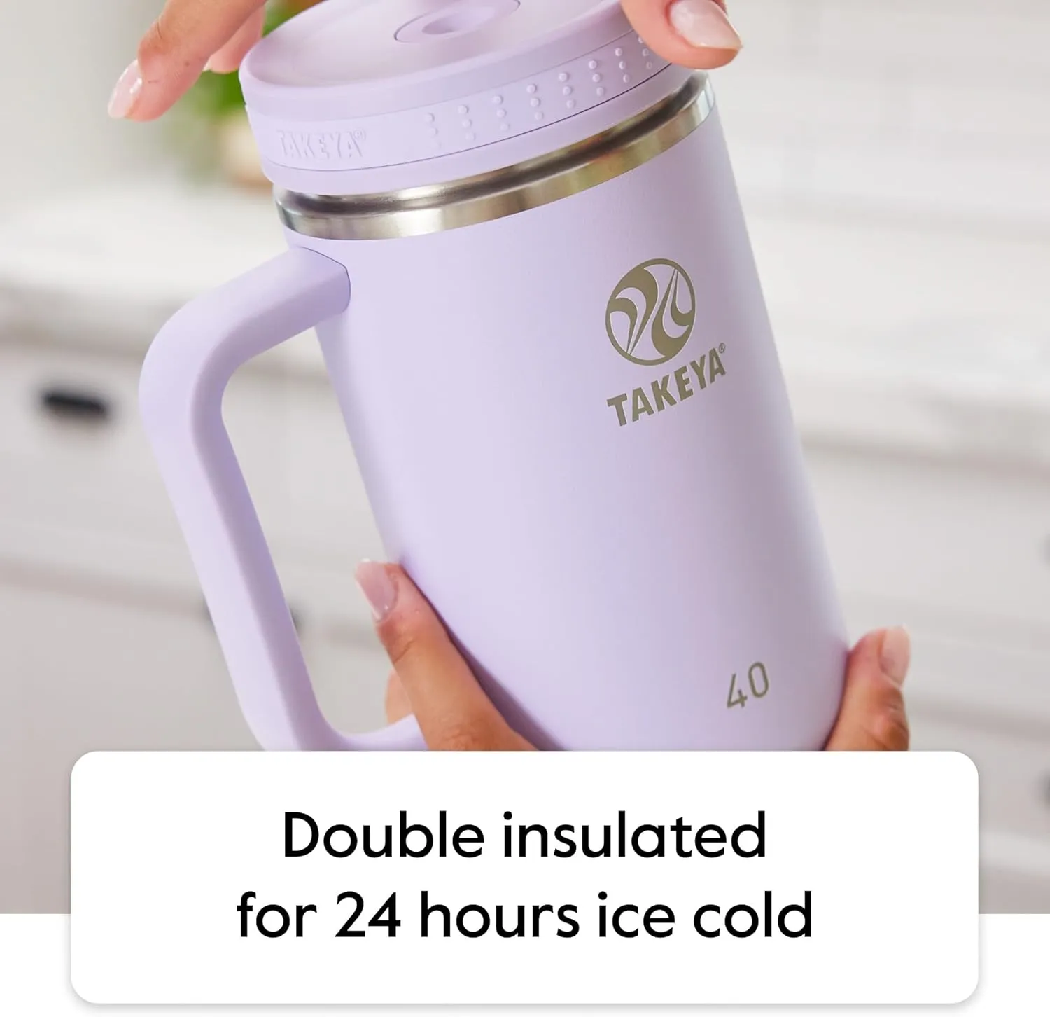 Takeya 40 oz Stainless Steel Tumbler with Lid and Two Straws, Premium Quality, Double Wall Insulated, Wiith Handle, Keep Drinks Cold for Up to 24 Hours, Mist