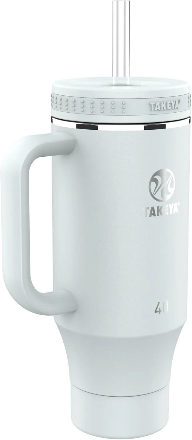 Takeya 40 oz Stainless Steel Tumbler with Lid and Two Straws, Premium Quality, Double Wall Insulated, Wiith Handle, Keep Drinks Cold for Up to 24 Hours, Mist