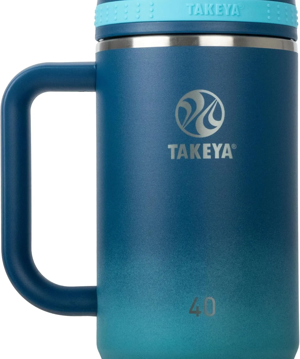 Takeya Straw Tumbler with Handle - Beverage Tumbler for Coffee, Water & More - Durable Tumbler with Built-In Silicone Coaster & 2 Straws - Double Stainless Steel Insulation - 40 oz, Ombre Adventure